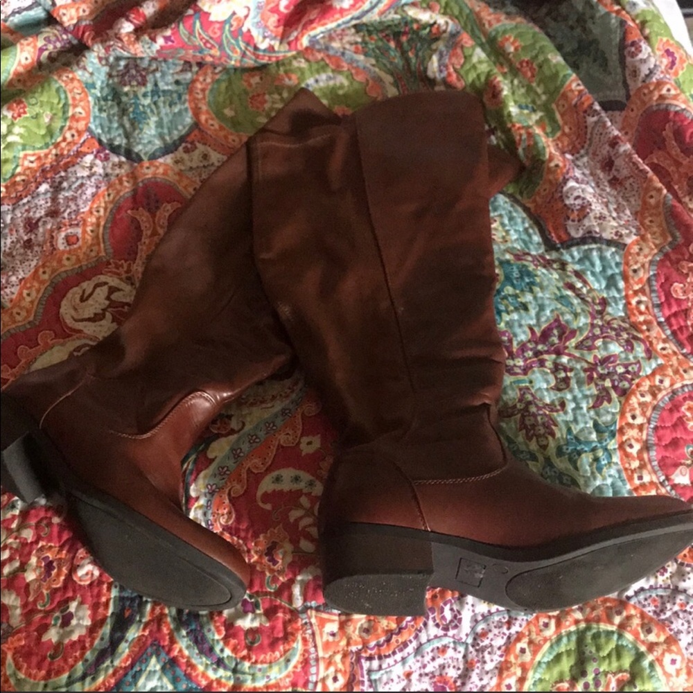 Brown knee high riding boots